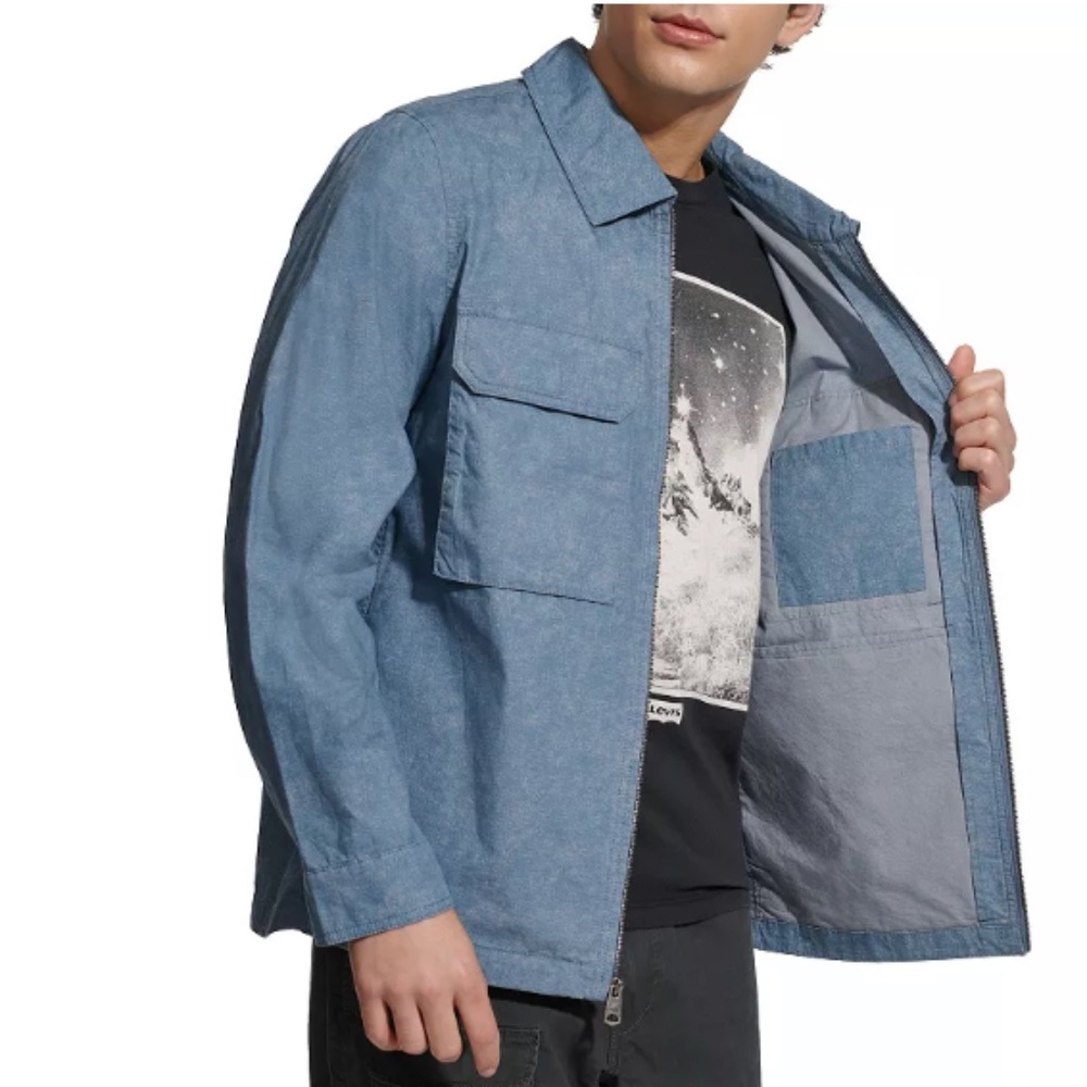 Levi's Lightweight Cotton Shacket Blue Print Size XXL - Picture 3 of 11